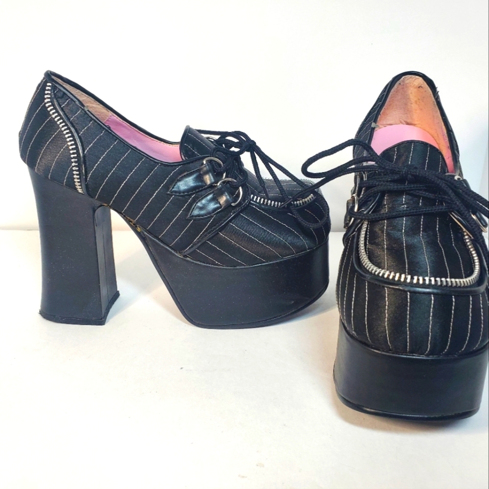 Demonia pinstripe platforms size 7